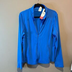 New women size extra large UPF 50 Son protection, full zip track jacket blue